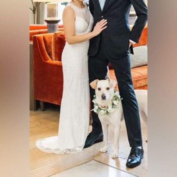 Lulus Modern Fairytale White Mesh Beaded Sequin Mermaid Maxi Dress Small NEW - Picture 11 of 16